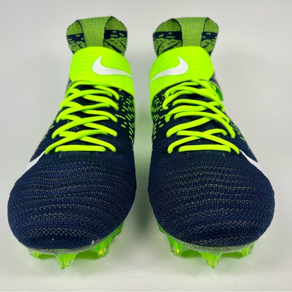 Nike Alpha Menace Elite 2 Flyknit Seattle Seahawks Men’s Football Cleats - Picture 3 of 11